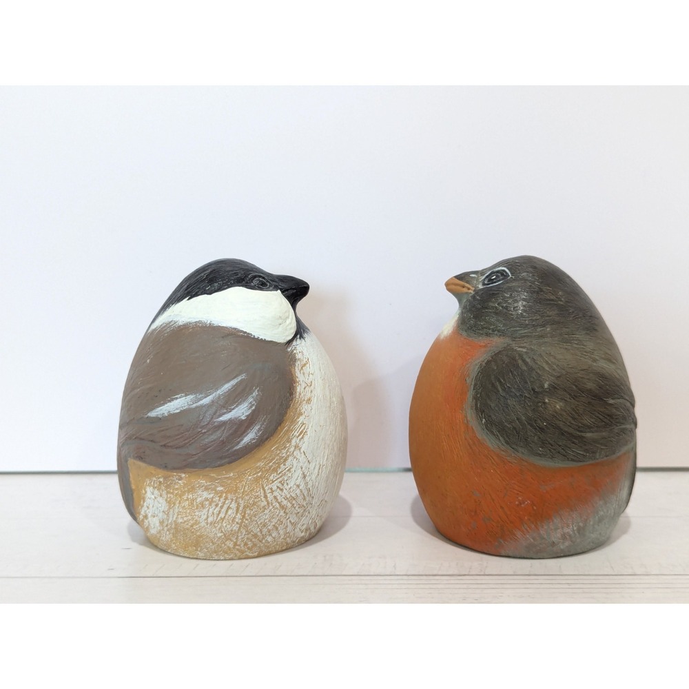 Rolly Polly Robin Chickadee Bird Resin Statue Figure 3.5" Hand Painted Heavy - Picture 2 of 16